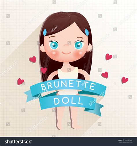 Cute Paper Doll Brunette Hair Vector Stock Vector Royalty Free 280581464 Shutterstock