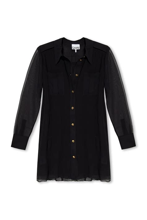 Black Transparent Dress Ganni Vitkac Gb