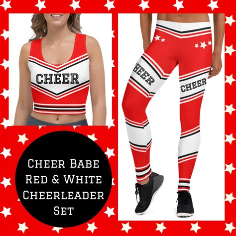Cheer Babe Cheerleader Crop Top In Red White Black Cute Cheer Set For Practice Party Costume