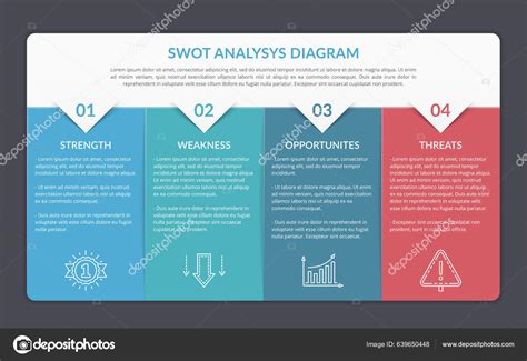 Swot Analysis Diagram Infographic Template Four Elements Vector Eps