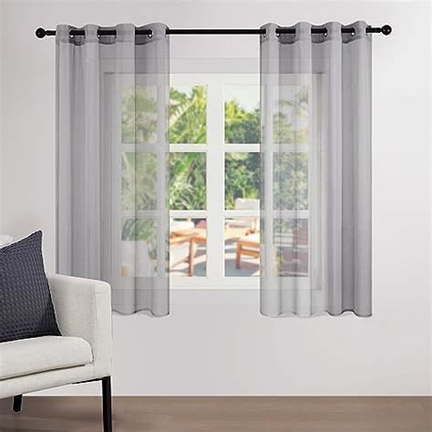 Topfinel Voile Eyelet Curtains For Bedroom Dark Grey Living Room Sheer Curtains 54 Drop For