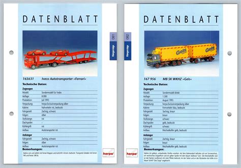 Iveco Autotransporter Mb Sk Wkhz Hangerzuge Datenblatt Herpa