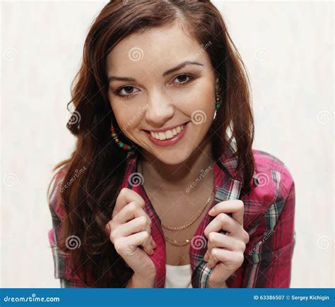 Cute Brunette In Casual Wear Royalty Free Stock Photography CartoonDealer