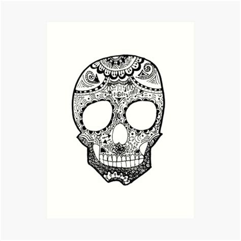 Zentangle Hipster Skull Art Print For Sale By Alexavec Redbubble