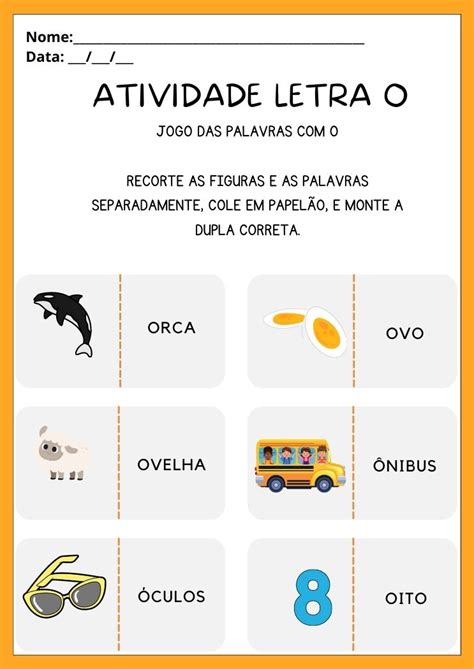 Palavras Com A Letra O Para Alfabetização