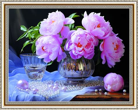 Алмазная мозаика на подрамнике 40*50 "Пионы и жемчуг" купить на OZON по ...