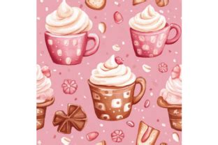 Pink Christmas Hot Cocoa Digital Paper Graphic By Craft Studios Creative Fabrica
