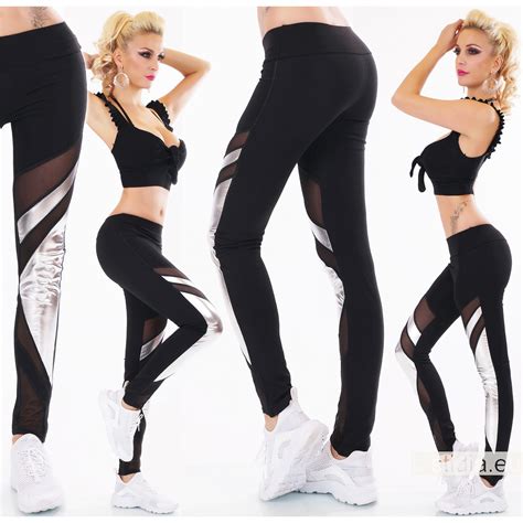 Stidia | SEXY LEGGING MIT RISSE GLANZ OPTIK SCHWARZ