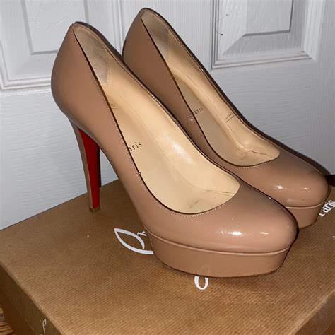 Christian Louboutin Closed Toe Platform Pump In Nude Gem