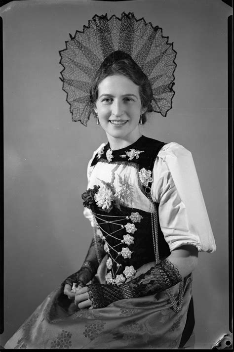 1930s vintage print of swiss girls in traditional dress national