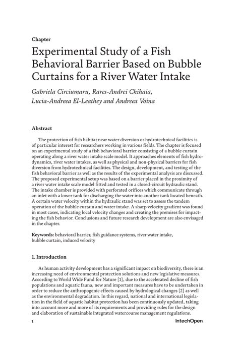 Pdf Experimental Study Of A Fish Behavioral Barrier Based On Bubble