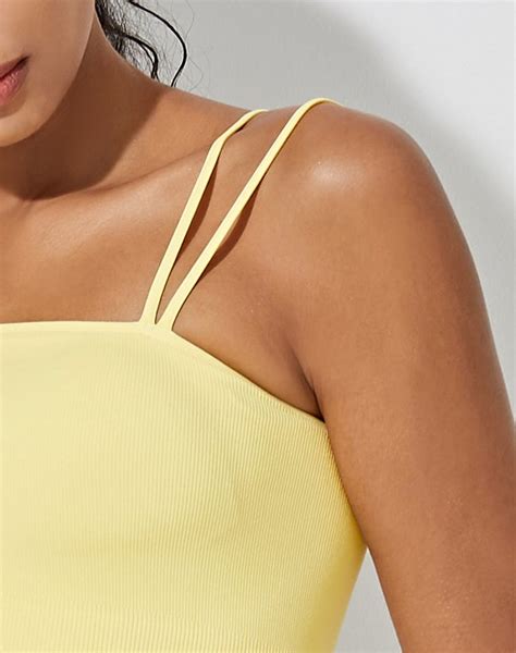 Strappy One Shoulder Crop Bra Top Vl4ts131ly 아보카도 스트래피 원 숄더 크롭 브라탑