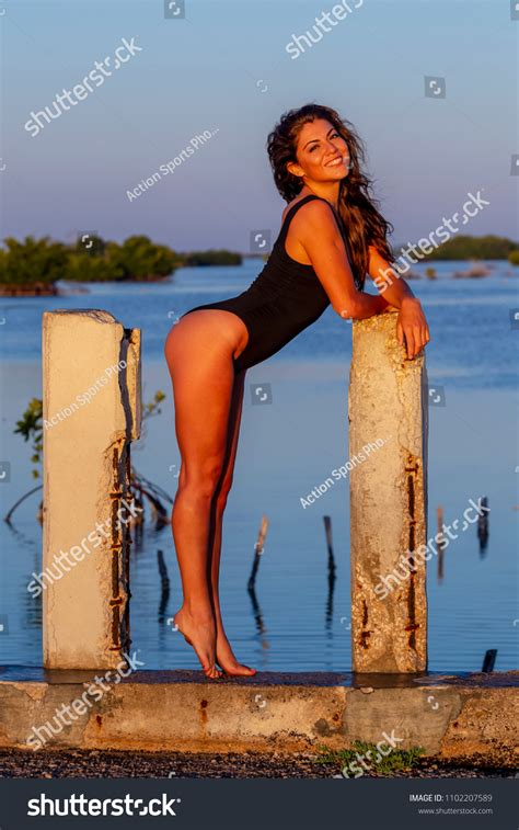 Beautiful Hispanic Brunette Model Enjoying Morning Stock Photo Shutterstock