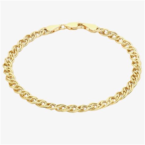9ct Yellow Gold 7 Inch Double Hollow Link Curb Bracelet Uk
