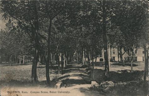 Campus Scene, Baker University Baldwin, KS Postcard