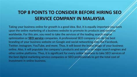 Ppt Top 8 Points To Consider Before Hiring Seo Service Company In