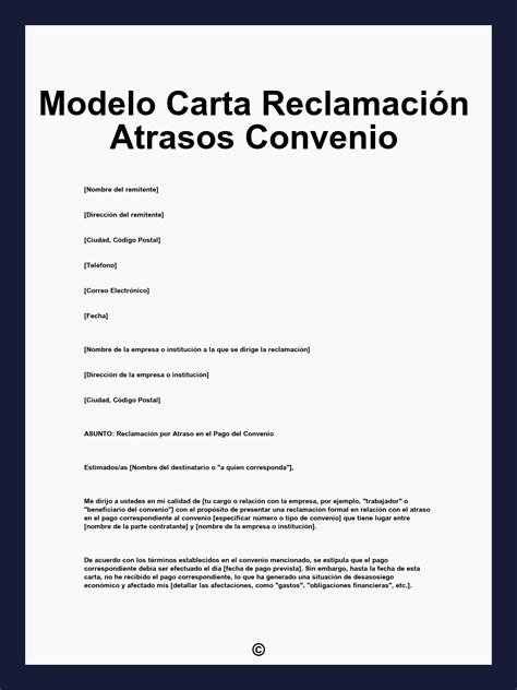 Modelo Carta Reclamación Atrasos Convenio