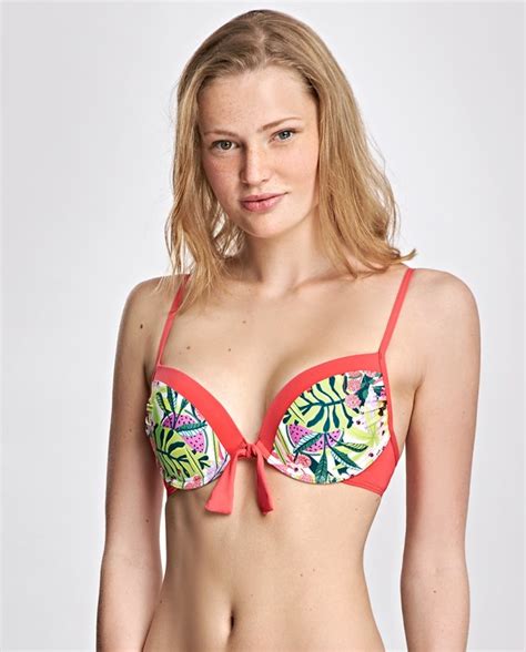Top Bikini Con Push Up Estampado Tropical Bikini Bikini