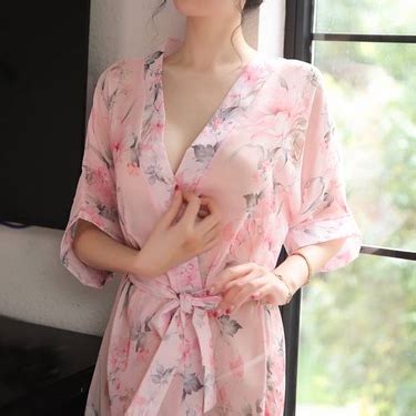 Jual Kimono Lingerie Sexy Gstring Baju Tidur Bahan Sifon Dicetak Printing Kflow Shopee Indonesia