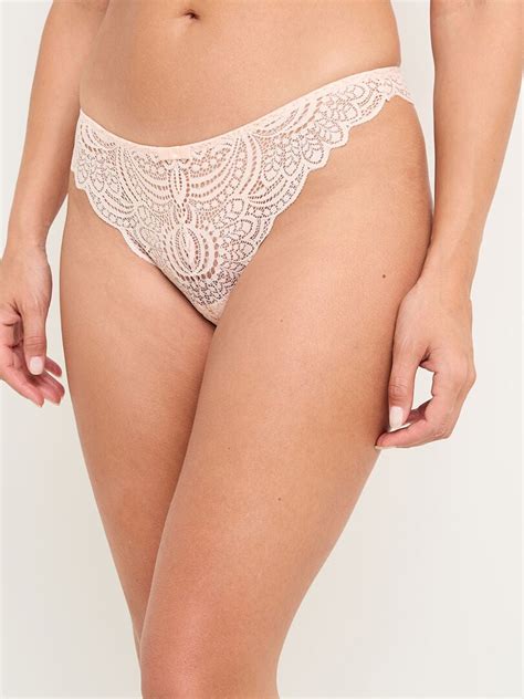 Tanga Dentelle Dentelle RougeGorge Lingerie Beige Kiabi