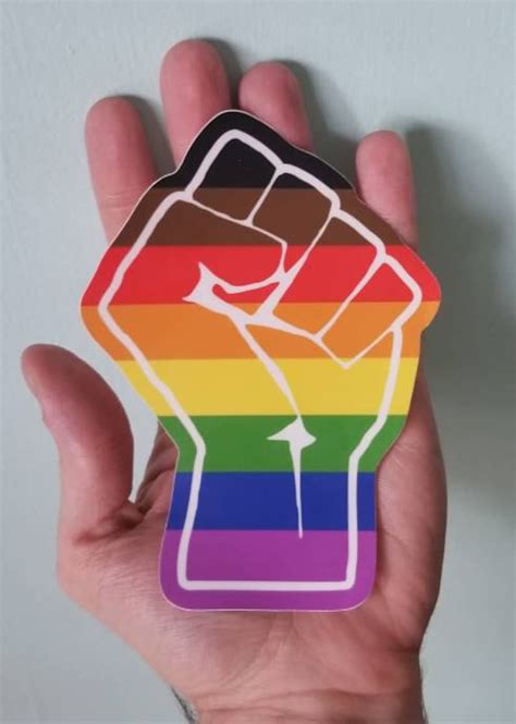 Lgbtq Resist Fist Bumper Sticker Gay Pride Rainbow Flag Etsy