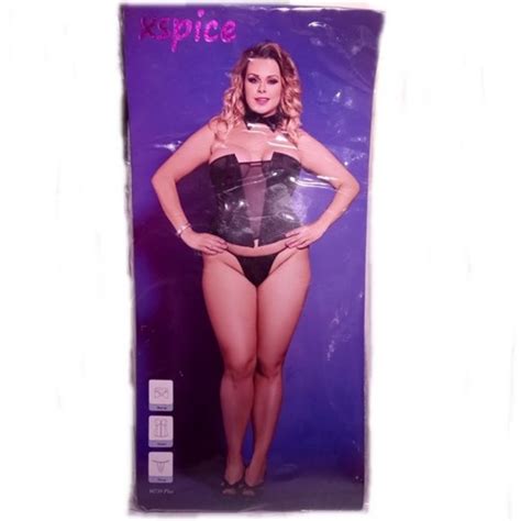 Xspice Intimates Sleepwear Piece Plus Size Lxl Black Lingerie Set Bow Tie Corset Thong