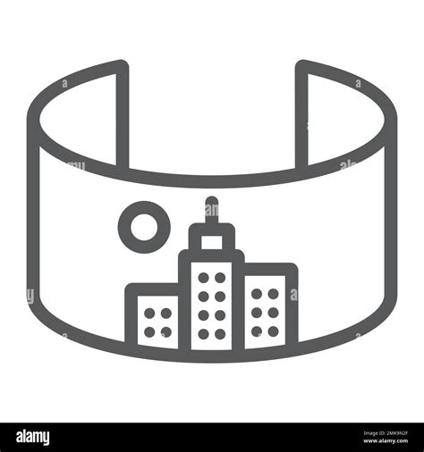 Vr City Line Icon Virtual And Town Virtual City Sign Vector Graphics