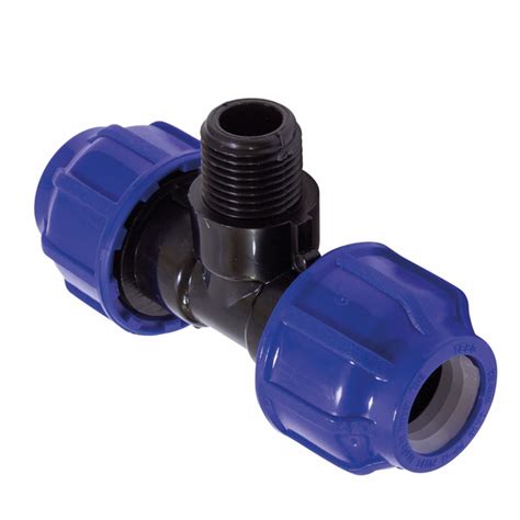 Тройник ПНД компрессионный переходной с наружной резьбой 25-1/2"-25 ...