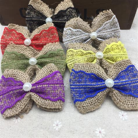 Aliexpress.com : Buy Natural Jute Burlap Hessian Bowknot Bows Craft Wedding Decoration Rustic ...