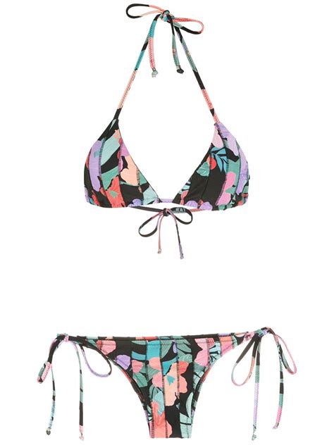 Amir Slama Print Hibiscus Bikini Set Farfetch