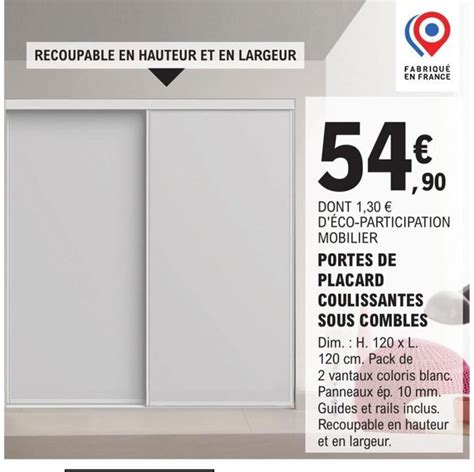 Promo PORTES DE PLACARD COULISSANTES Chez E Leclerc Brico