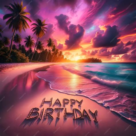 Premium Photo | Happy Birthday Message Handwritten on Tropical Beach