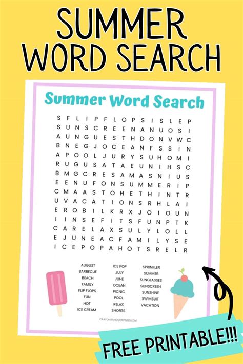 Free Printable Word Search Summer