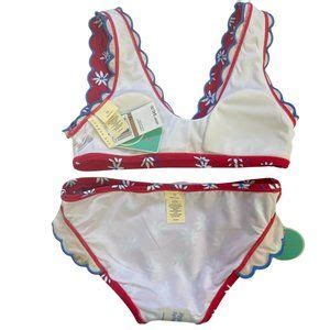 Copper Key Swim Copper Key Tossing Daisy Scallop Red Bikini Pc Girls Poshmark