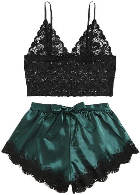 Lingerie For Women Lace Strap Chemise Halter Negligee Sexy Lingerie Pajama Set Women Satin