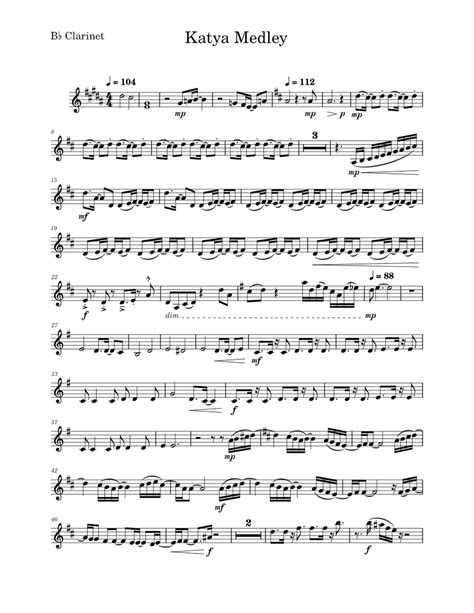 Anime Medley Various Artists Katya Medley Bb Clarinet Sheet Music For Clarinet In B Flat Solo