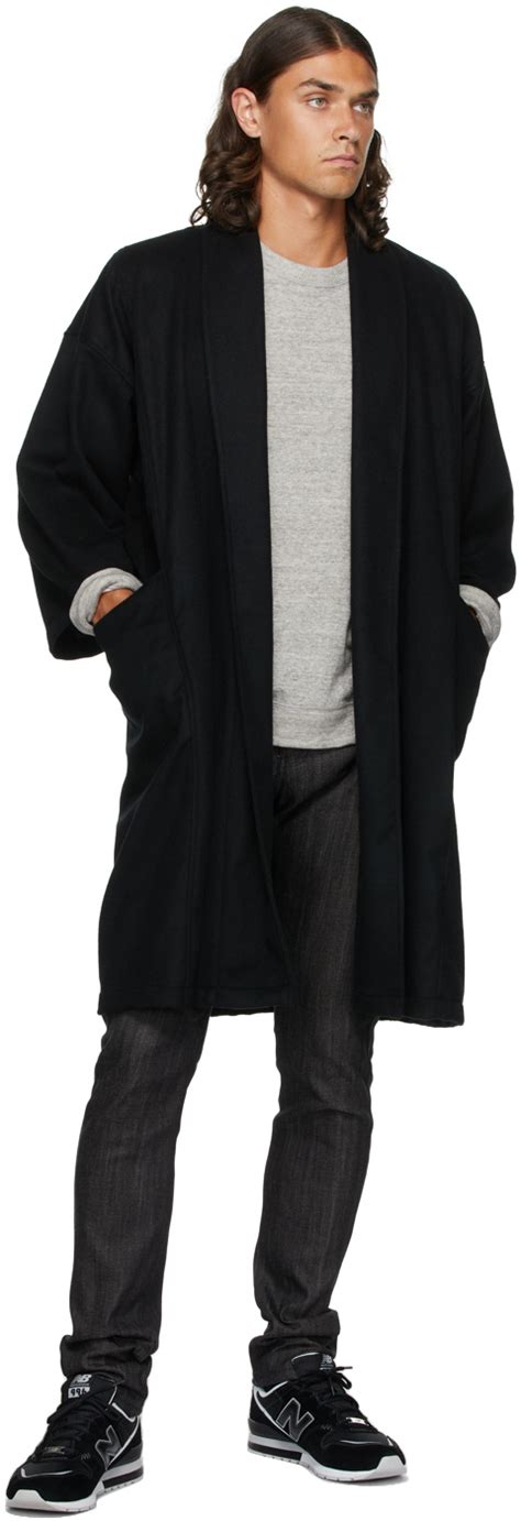 Naked Famous Denim Ssense Exclusive Black Wool Overcoat Naked And