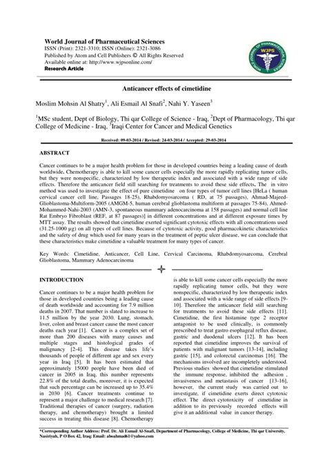 (PDF) Anticancer effects of cimetidine