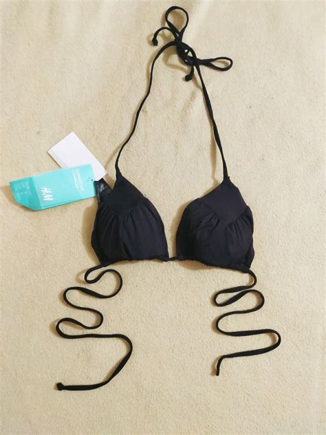 H M Triangle Black Swimsuit Bikini Top Women S Fashion Swimwear Bikinis Swimsuits On Carousell
