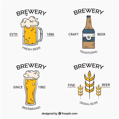 Free Vector Hand Drawn Beer Logo Collection