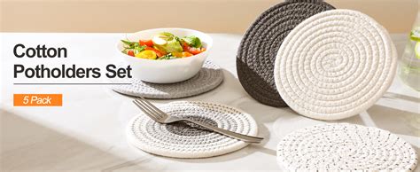 Amazon Pieces Trivets For Hot Dishes Potholders Set Cotton Woven Hot Pot Holders