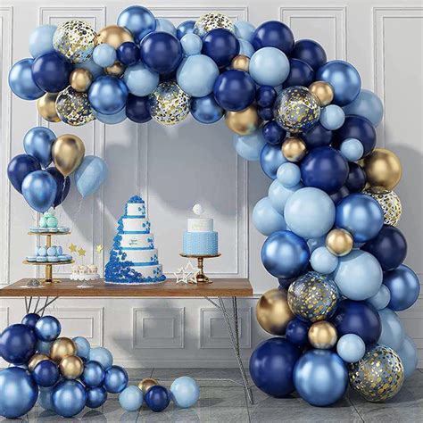 Amazon Navy Blue Balloon Arch Kit 127 Blue And Gold Birthday