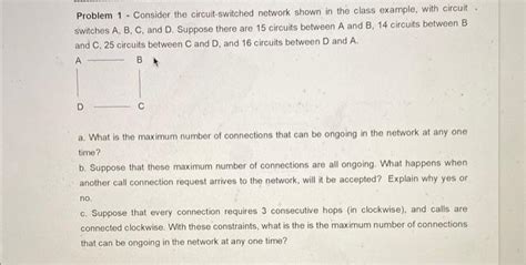 Solved Problem 1 Consider The Circuit Switched Network Chegg