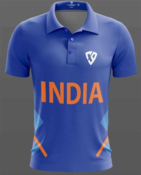 Sublimation Printed Blue Medium Polyester Cricket Sport T Shirt Polo