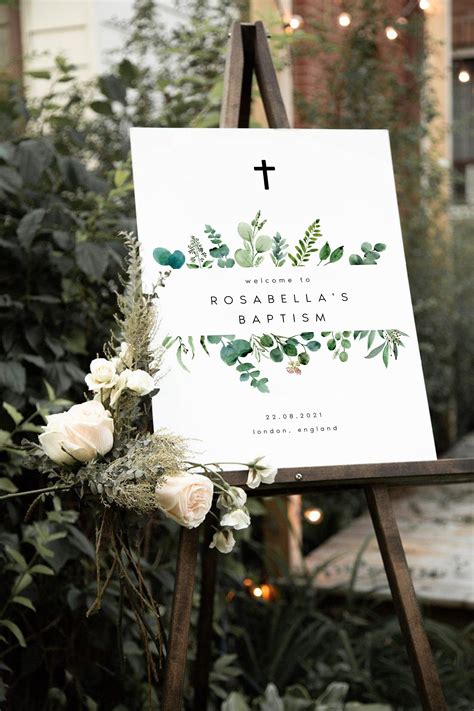 Greenery Baptism Welcome Sign Eucalyptus Baptism Welcome Sign