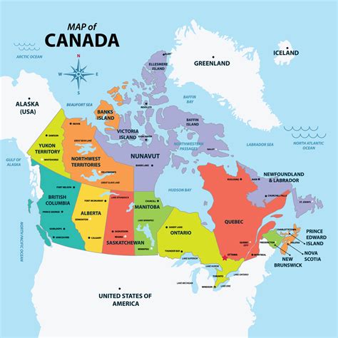 Canadá Mapa Con Todas Estados 21221774 Vector En Vecteezy