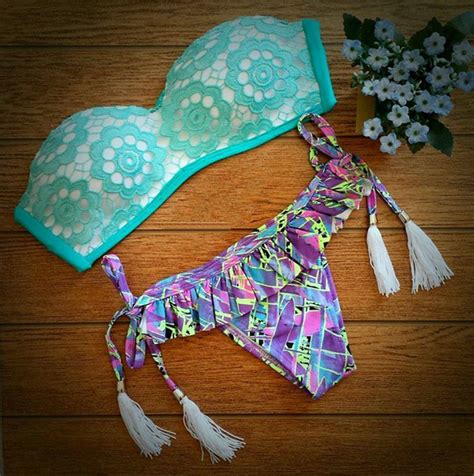 Sexy Lace Print Bikini Piece Suit Vg Mn On Luulla