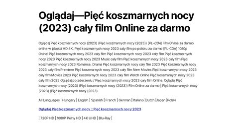 Ogl Dajpi Koszmarnych Nocy Ca Y Film Online Za Darmo