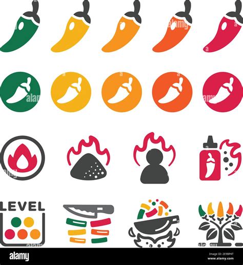 Chili And Hot Pepper Icon Set Vector And Illustration Stock Vector Image Art Alamy