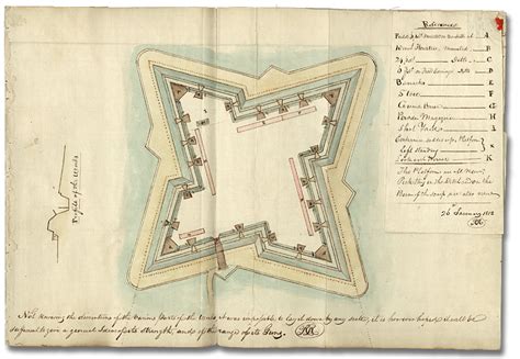 Watercolour: Plan of Fort Detroit, January 26, 1812